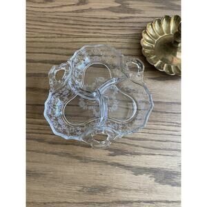 Vintage 1940s Cambridge Glass ‘Diane’ Divided Relish Dish Floral Etched Dish